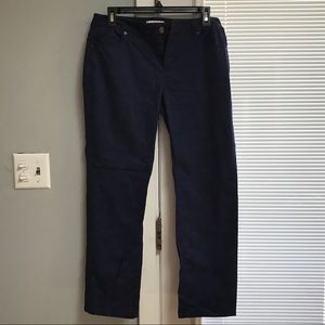 Navy pants with polka dots
